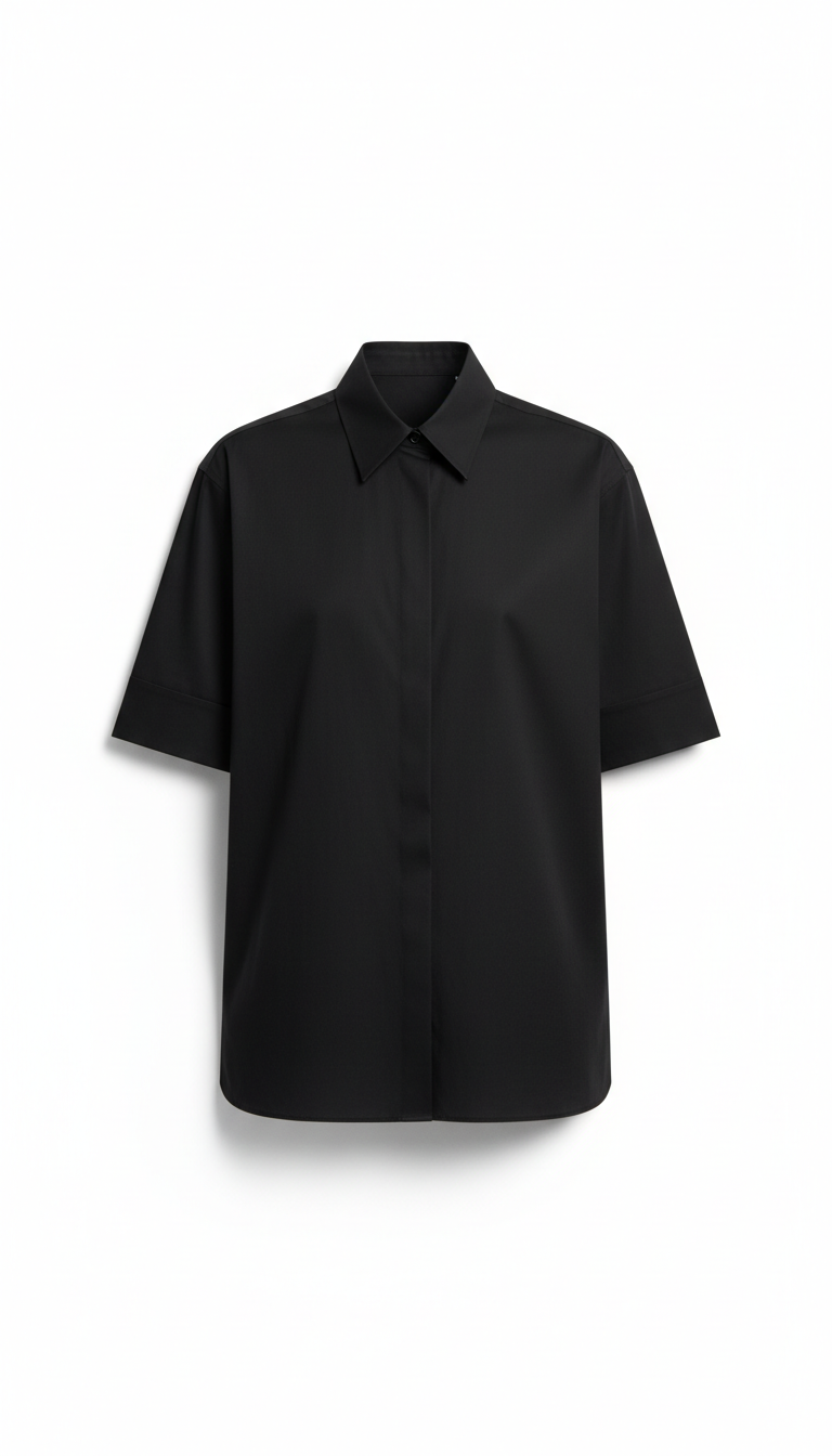 Structured Black Cotton Shirt