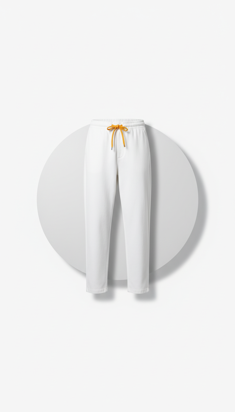 Crisp White Relaxed-Fit Trousers